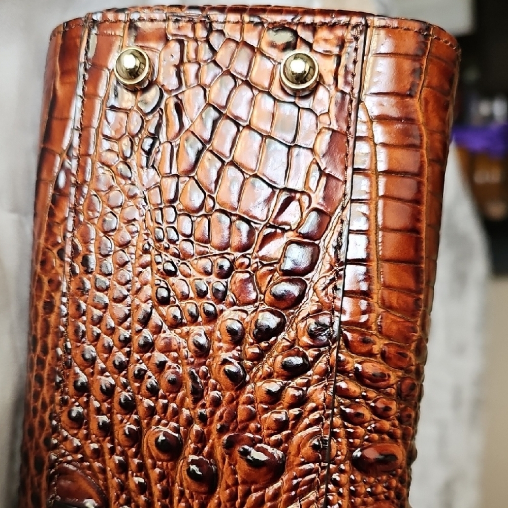 Brahmin Pecan BrownCrocodile Daylan Embossed Shoulder Bag - Picture 3 of 12